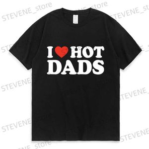 Erkek Tişörtleri Moda Pamuk T-Shirt I SEVG Babaları Baskılarını Seviyorum Erkek Kadınlar Büyük Boy T-Shirt Street Giyim Kawaii Kız Tees Y2K Üstleri Giyim T231220