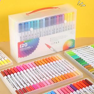 120100806048 Colors Watercolor Art Markers Set Brush Pen Dual Tip Fineliner Drawing for Calligraphy Painting Supplies 231220