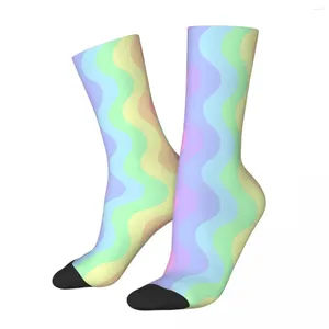 Erkek çorap fantezi dikey çizgiler sainbow dalga tasarımı gökkuşağı çizgili erkek erkek kadınlar bahar çorap baskılı