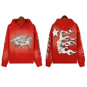 Mens capuzes designer jumper masculino vestido de suéter vermelho com capuz de moda impressão de mangas compridas com capuz de hip-hop high street hellstar capuz