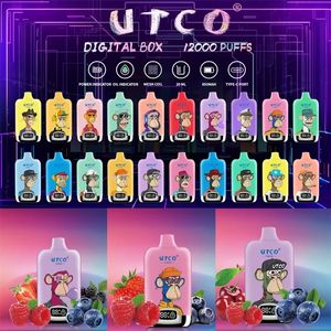 Оригинальный UTCO Vape Puff 12K puff 12000 Vaper 12000 Puffs Одноразовые вейперы Vape Mesh Coil Одноразовые сигареты Vapes Pen 0% 2% 3% Vape Pen 20 вкусов Электронная сигарета