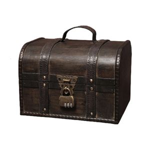 Деревянный пиратский ящик для хранения ювелирных изделий, винтажный сундук с сокровищами для деревянного органайзера 231220