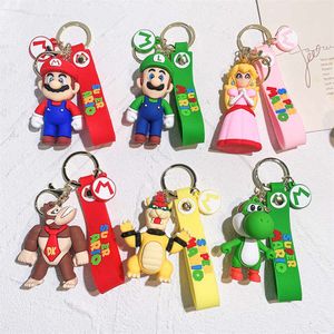 Cartoon PVC Keychain Super Mushroom Yoshi Key Chain Car Bag Decoration Key Ring Gift Rubber Keychain