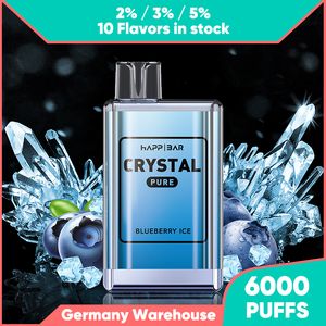 вейп Германия одноразовый вейп 6000 затяжек Happ Bar Crystal Pure 10 одноразовый сигаретный ароматизатор с кристаллическим вейпом 10шт в упаковке