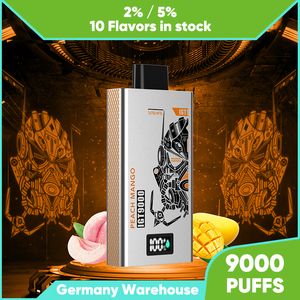 9K Vapes одноразовый Puff Bar Device 9000Puffs Электронный сигаретный персиковый сок манго 2% 5% E Liquid Vaper