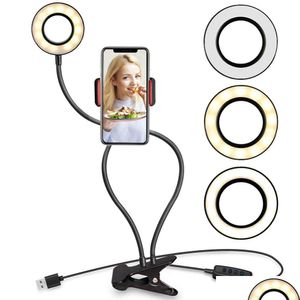 Непрерывное освещение P O Studio Selfie Led Ring Light 2 в 1 с держателем для мобильного телефона для камеры для макияжа в прямом эфире, лампа All Dro Dhihe