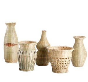 Vaso de mesa criativo de bambu artesanal, cesta de tecido, planta multiuso, decoração de casa, vasos de flores decorativos 1155592