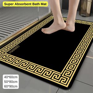 Tapetes de banho tapetes super absorvente banheiro chuveiro secagem rápida diatomácea terra tapete preto amarelo decoração luxo tapete antiderrapante b