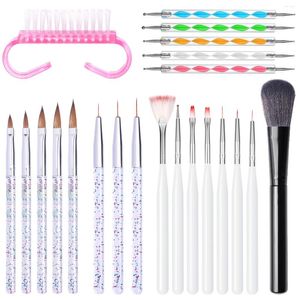 Nail Art Kits LULAA Conjunto Desenho Dotting Liner Pen Dust Brush Acessórios e Ferramentas Escovas para Manicure