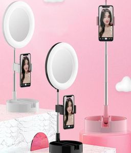 Dobrável led espelho maquiagem desktop com luz ajustável anel brilhante selfie lâmpada ao vivo po pografia estúdio mirrors2223317