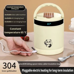 Ev Yalıtılmış Öğle Yemeği Konteyneri Elektrik Öğle Yemeği Kutusu USB Şarj Edilebilir Termostatik Pot Yalıtımlı Öğle Yemeği Kutusu 231221