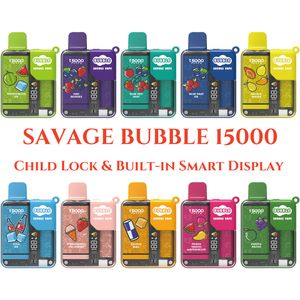 SAVAGE VAPE BUBBLE 15000 затяжек Vape Lost Mary Электронная сигарета Одноразовая аккумуляторная ручка Замок от детей Встроенный интеллектуальный дисплей TYPE-C Регулируемая мощность против Bang Vape 12 000 затяжек