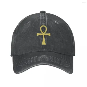 Top Caps Mısır sembolü Ankh canlı unisex beyzbol şapkası sıkıntılı kot şapkası vintage tüm mevsimler seyahat ayarlanabilir şapka