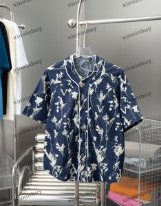 xinxinbuy 2024 uomini designer maglietta maglietta cinghiera guscio di denim a manicotto di cotone corta donna blu bianco blu bianco grigio khaki giallo s-2xl