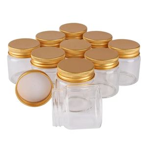 32pcs 50ml 47*50mm Altın Alüminyum Kapaklı Küçük Cam Şişeler Baharat Şişeleri Hap Konteyner Şeker Kavanozları Düğün Hediyesi için