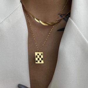 Ожерелья с подвесками ZJ в уличном стиле, нержавеющая сталь, винтажный геометрический прямоугольник, 20 15 мм, сетчатый воротник, шикарные модные ювелирные изделия, оптовая продажа