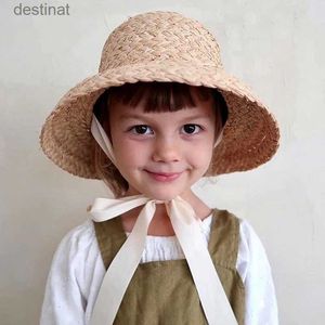 Cappelli a secchi larghi di cappelli da secchio per bambini con cappelli da sole per top piatti retrò a mano