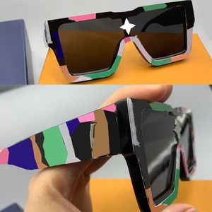 Tasarımcı Siklon Maskesi Güneş Gözlüğü Erkekler Büyük Boy Dikdörtgen Çerçeve UV400 Dirençli Güneş Gözlüğü Şık Renkli Pırlanta Gözlükleri Z2031E