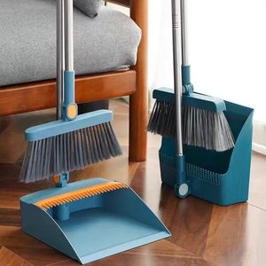 Long Handle Broom and Dustpan Sweeping Kitchen Wood Floor Pet Hair Indoor Garbage Scoop Brush Dust Clean Set with Scraper Teeth 231221