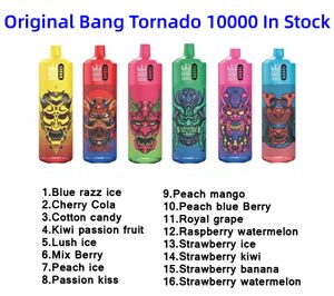 13 тыс. затяжек Vape Bang Tornado 13000 затяжек одноразовые вейпы с сетчатой катушкой перезаряжаемые электронные сигареты 23 мл электронные испарители с жидкостью 0% 2% 3% 5% 16 вкусов