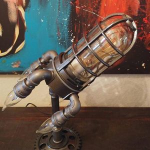 Ночные огни Стимпанк ракетная лампа панк -стиль металлический декор на рабочем столе украшения стены