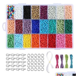 Diğer 7325 PCS Cam Tohum Boncukları DIY Bilezikler için Organizatör Kutusu ile Küçük Zanaat Çeşitli Kit 4mm Yuvarlak Delik Yapan 11 Drop D DHPGR