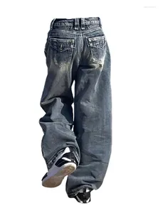 Women's Jeans 2023 Classical Simple Trousers High Waist Streetwear Baggy Cozy Full Length Straight Wide Leg Pants Street Clubwear