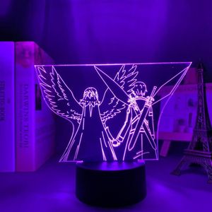 Ночные огни акриловый 3D светодиодный светодиодные лампы аниме -арт искусство онлайн -фигура для декора спальни ночной день рождения подарки в комнате лампа манга S251s