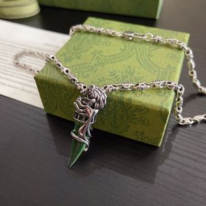 Tasarımcı Kolye G Takı Moda Moda Zinciri Mücevher Mücevherleri Erkek Hexagram Yeşil Hediye Kutusu H18U#