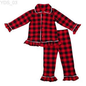 Pijamalar Noel ailesi pijamalar sıcak satış kış pamuk pijamalar set bebek kızlar fırfır pjs Frill Sleepwearzln231222