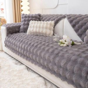 1 adet taklit tavşan peluş kanepe kapak kış sıcak kalın peluş yumuşak kanepe slipcover evcil hayvan favori kaymaz koruyucu kanepe kapak mobilya koruyucusu yatak odası için