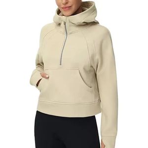 yoga tüplü kapüşonlu bayan ceketler işlemeli etiket tasarımcısı bayan hoodys sporu yarım fermuar gevşek kısa giysiler spor salonu spor giyim açık hava sporları koşu kaput