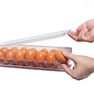 Бутылки для хранения 14-слот-держатель для яиц для холодильника. Скородовающие яйца рассеивают организатор контейнера с крышкой холодильника