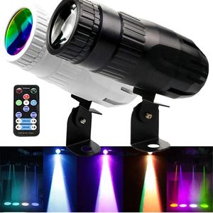 Iluminação LED Luz de iluminação a laser com controle remoto Super Bright Mirror Ball Spotlight Mini 15W RGB Beam Spot Lights Lâmpada de efeito de palco DJ Disco P