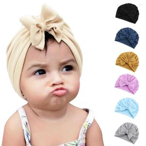 Beralar sevimli düz renkli pamuk karışımı bebek türban bowkont şapka şapka beanie kapak bebek toddler doğum günü hediye pos prop