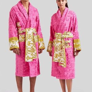 Bath Robe Designer Long Hoodie Lovers Couples Longstyle Luxo Impressão européia Brilhante 100% algodão Luxo casal de casal de banho WHOL 36951