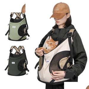 Cat Carriers Crates Houses Carriers Crates Small Dog Carrier Breathable Canvas Portable Backpack Puppy Kitten Travel Chest Sling B Dh2Ku