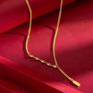 Anhänger Halsketten Feste 18k Gold Frauen Halsketten Anhänger für Verpflichtung Versprechen Frauen Glückszeichen Kleine Gold Bar Accessoires Schmuck Trendketten 231222