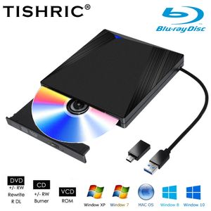 Tishric Blu Ray USB3.0 Harici Optik Sürücü 3D Blu-Ray Okuyucu Yazar Slim BD CD DVD Optik Bulanıklık Bilgisayar için 231221