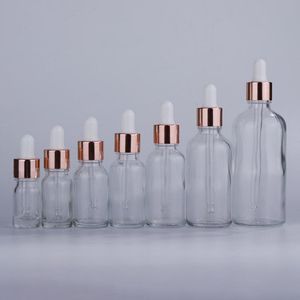 Оптовые стеклянные бутылки с капельницей 5-100 мл пустой контейнер для эфирного масла с новыми крышками из розового золота BBWPH