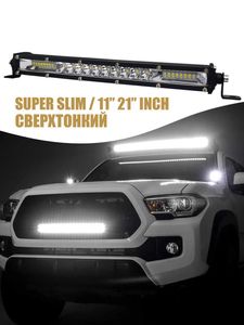 Şeritler LED şeritler süper ince LED çubuk 11 inç 21 inç LED ışık çubuğu LED iş ışığı araba traktör teknesi için Offroad Off Road 4wd 4x4 Kamyon SUV