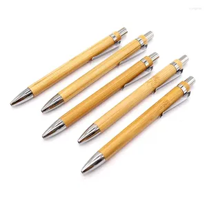 150 шт. Оптовики бамбук Bamboo Wood Ballpoint Pen 1.0 мм Blue Black Ink Office School School Wrting Gif