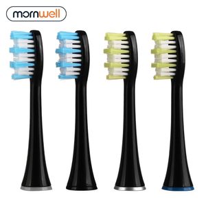 Mornwell 4pcs Black Standard Replacement Toothbrush Heads with Caps for D01B Electric 231222