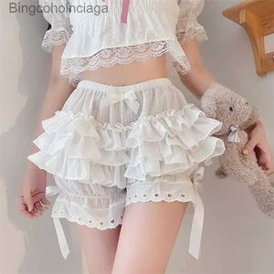 Kadın Şortları Kadın Siyah Beyaz Fırıltı Şortları Kaii Dantel Bowknot Lolita Kabak Panties Sevimli Güvenlik Şortları Pantolon Vintage Victoria Bloomersl231222