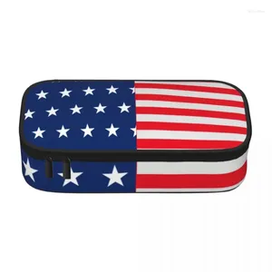Косметические сумки США USA флаг печать карандаша звезда и полосы Университет Многофункциональная почта -молния для мальчика девочка каваи ручка