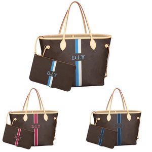 Totes Women Personalization Streak Letter Custom Bag Onuine Leather Hobo Shopping Tote GM DIY индивидуальная индивидуальная настройка Имя A3