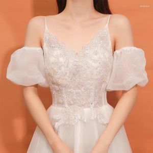 Diz Pedler Gelin Elbise Kolları Beyaz Çıkarılabilir Resmi Puf Sleeve Düğün Aksesuarları Evlilik Partisi Poshoot Malzemeleri