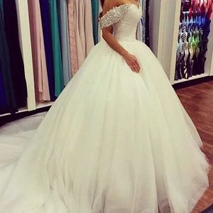 Vestido de noiva ball howns vivory tulle glaweart long свадебные платья сады садовые бусинки Бода дешевые свадебные платья