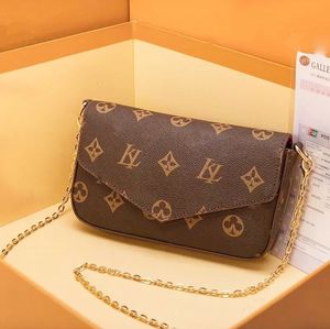 Ücretsiz nakliye yüksek kaliteli üç parçalı omuz çantası m44823 3in1 kadın çantalar crossbody cüzdan haberci çanta çanta tasarımcıları deri çanta m61276