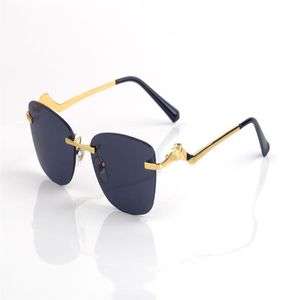 Солнцезащитные очки без оправы для мужчин Градиент негабаритный прозрачный линза Металлический